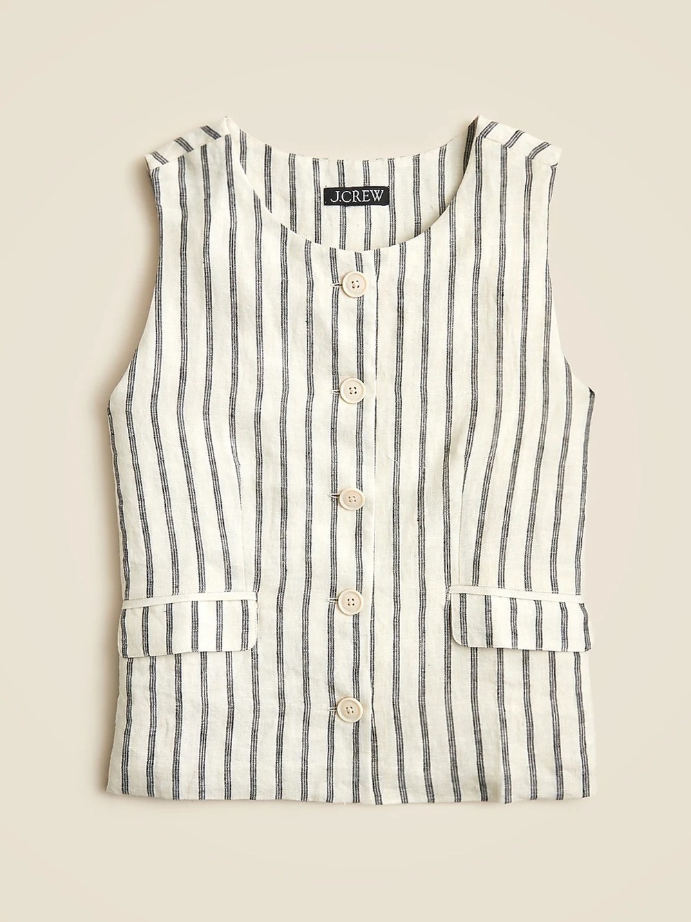 J. Crew Crewneck Vest in Striped Linen